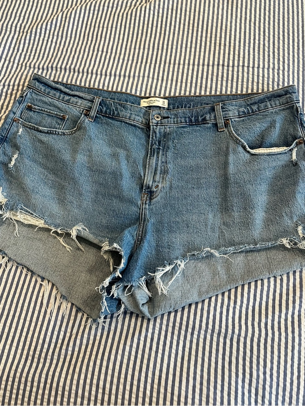 Abercrombie & Fitch Distressed Blue Denim Cutoff Shorts
